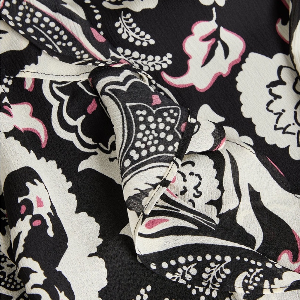 Laura Paisley Print Ruffle Front Blouse Black White Pattern - Picture 6 of 13